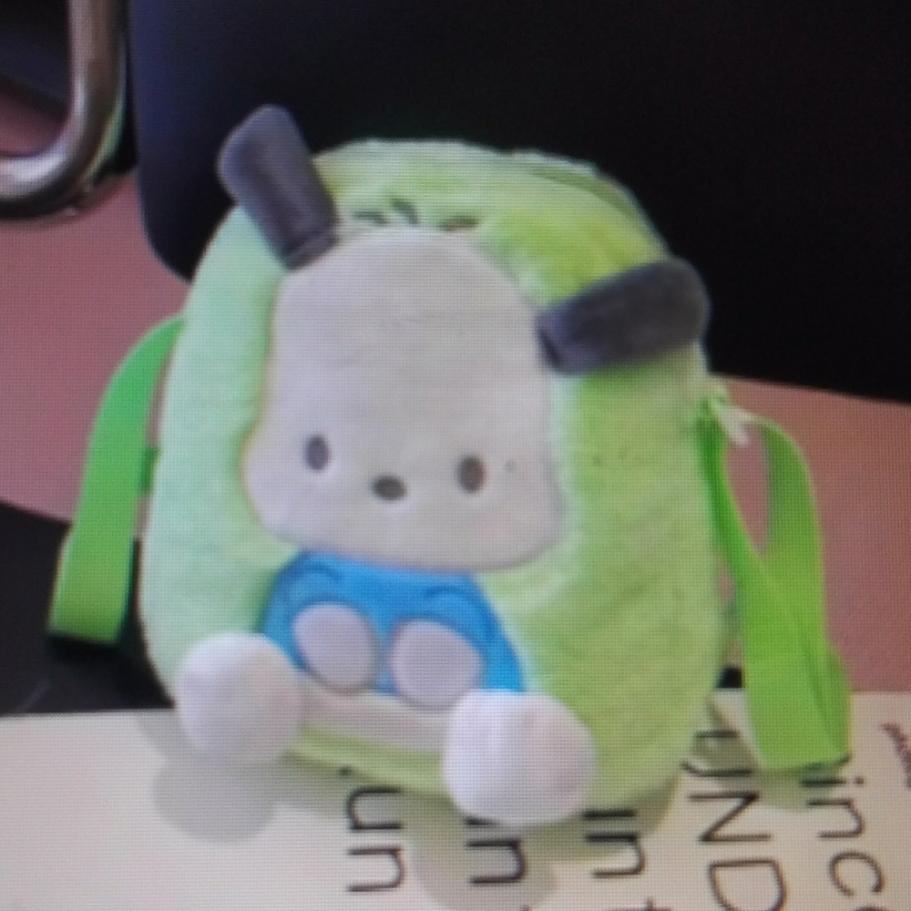 NEW▶HELLO KITTYS DOG FRIEND Cute Green Plush Backpack